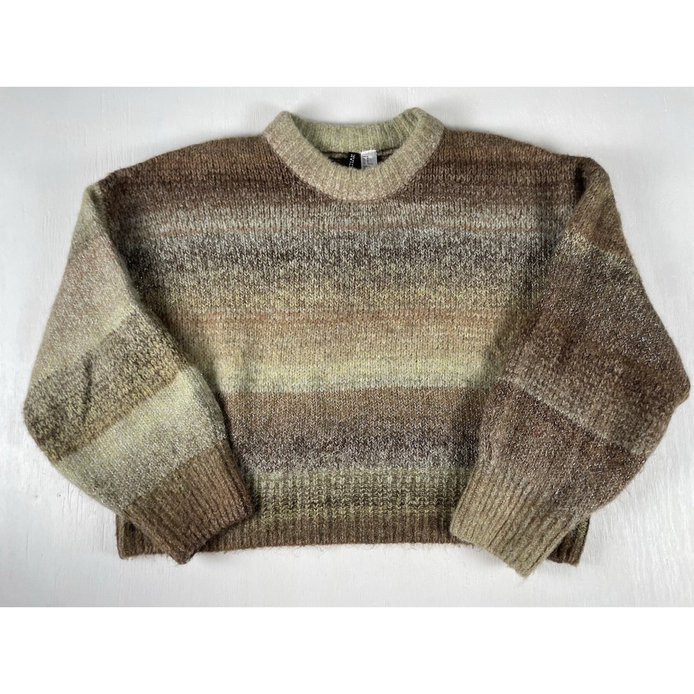 H&M Jacquard Ombre Mock Neck Sweater Knit Pullover Holiday‎ Women's M Casual